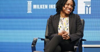 Stacy Brown-Philpot, chief executive officer of TaskRabbit Inc., smiles during the annual Milken Institute Global Conference in Beverly Hills , California, U.S., on Wednesday, May 4, 2016. The conference gathers attendees to explore solutions to today's most pressing challenges in financial markets, industry sectors, health, government and education. Photographer: Patrick T. Fallon/Bloomberg via Getty Images