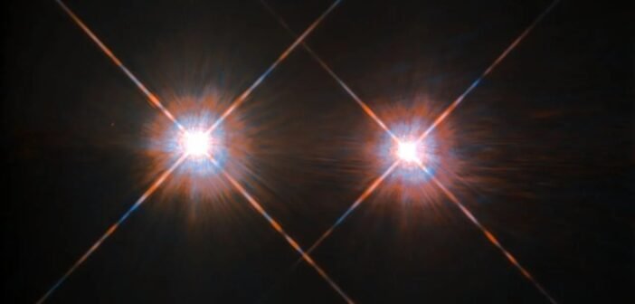 The Hubble Space Telescope captured a stunning view of the bright Alpha Centauri A (on the left) and Alpha Centauri B (on the right).