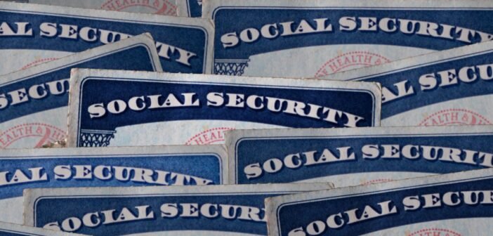 An array of Social Security cards.