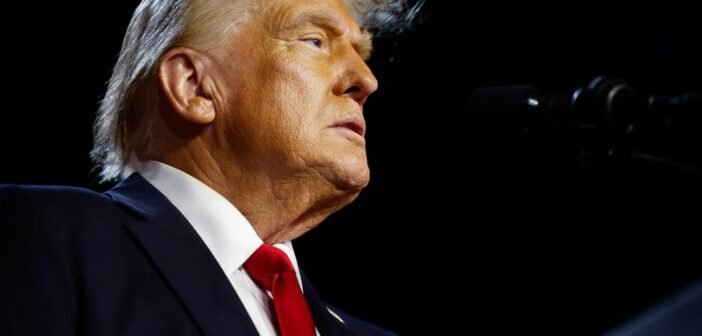 Donald Trump speaks during an election night event at the Palm Beach Convention Center on November 06, 2024 in West Palm Beach, Florida.